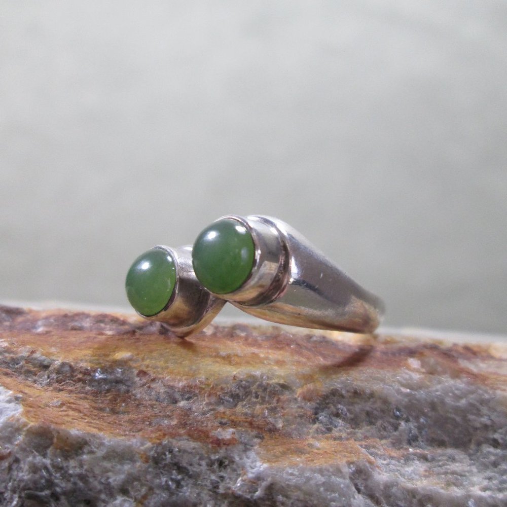 Sterling Silver Jade Ring TWIN SUN Studio Design - Picture 1 of 8